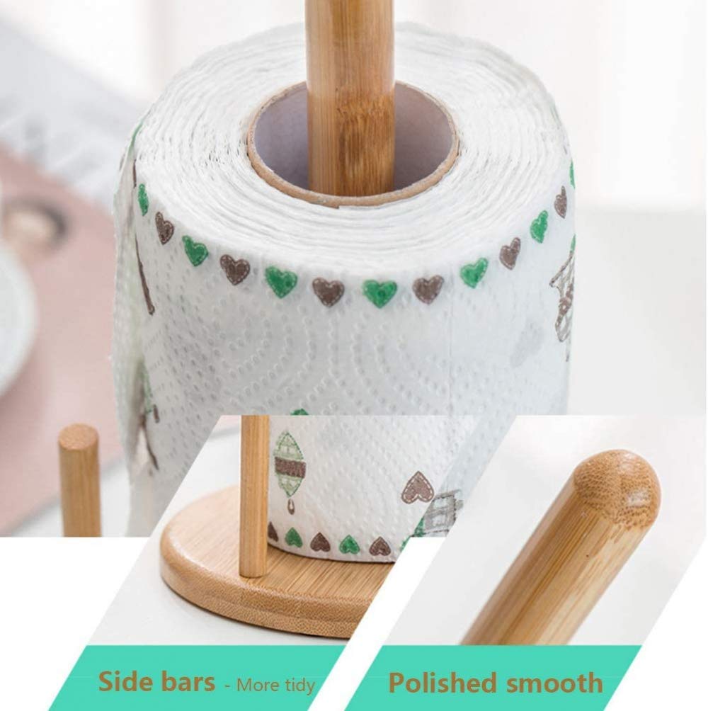 LYGSWDB Portarrollos de Papel higiénico, Soporte para Papel de Cocina de bambú, Organizador de Soporte para Rollo, Colgador de pañuelos con Ventosa para baño, Toalla, 2 uds.