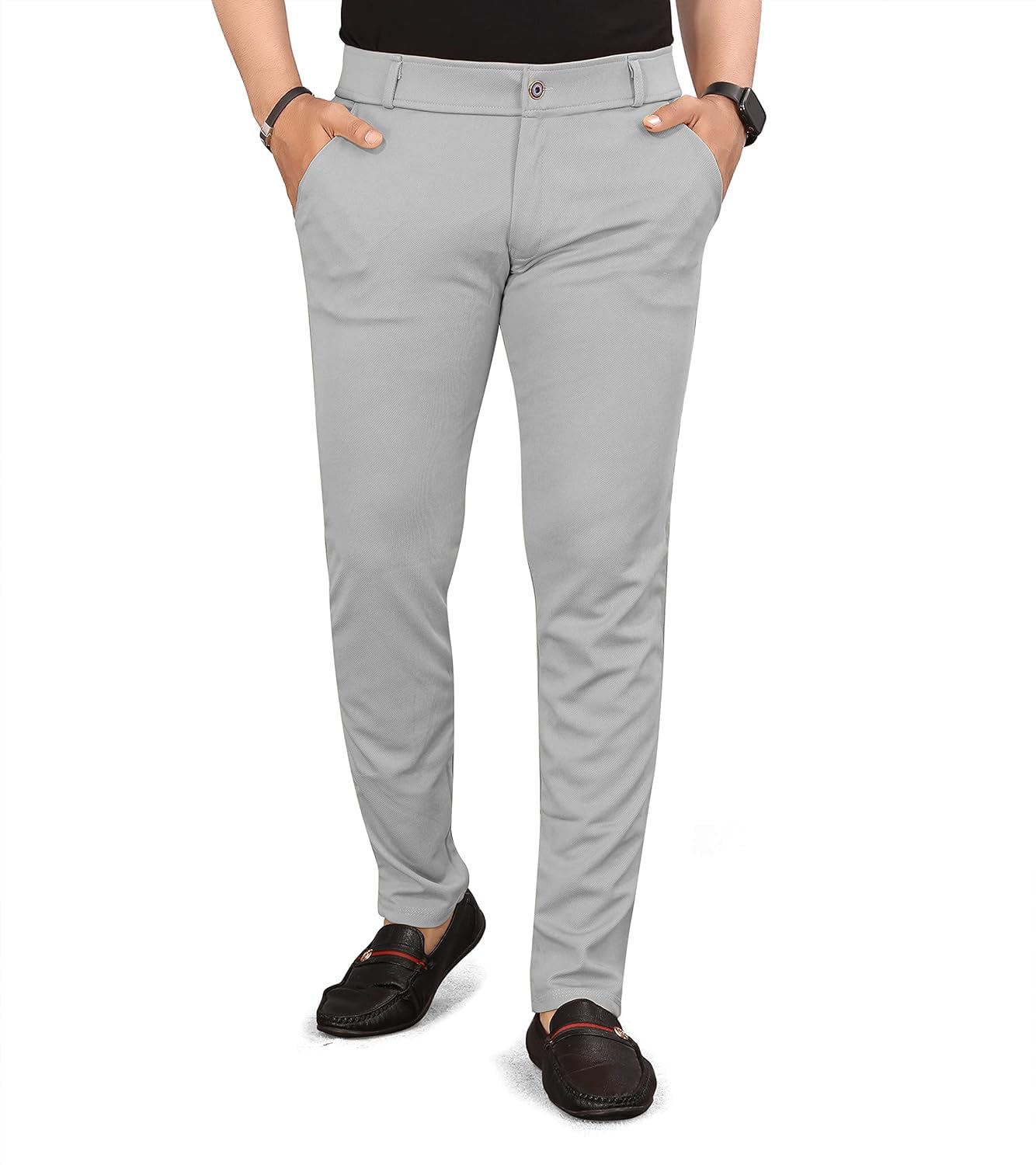 bhikadiya Men's Ankle Length Straight Pant, Men Slim Fit Black Blend Formal Trousers Pants | Stylish Men's Wear Trousers for Office or Party, Casual Trousers Pants-picture-10