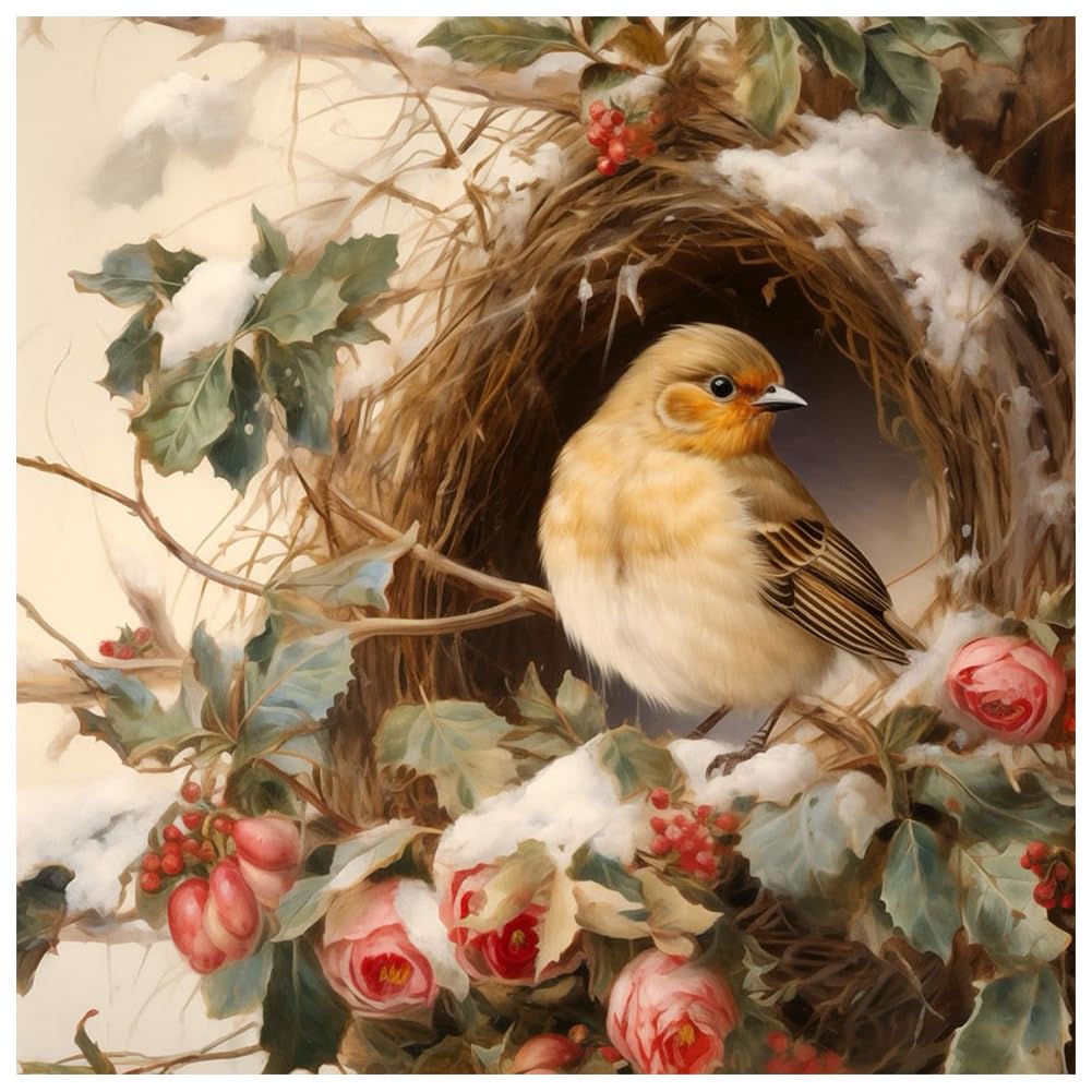 LMBADA 5D Diamond Painting Kits for Adults Bird, Robin Bird Diamond Art Kits for Adults, Round Full Drill Animal Painting DIY Dot Gem Crafts Home Wall Decor Gift 30x30cm (12x12 Inch)