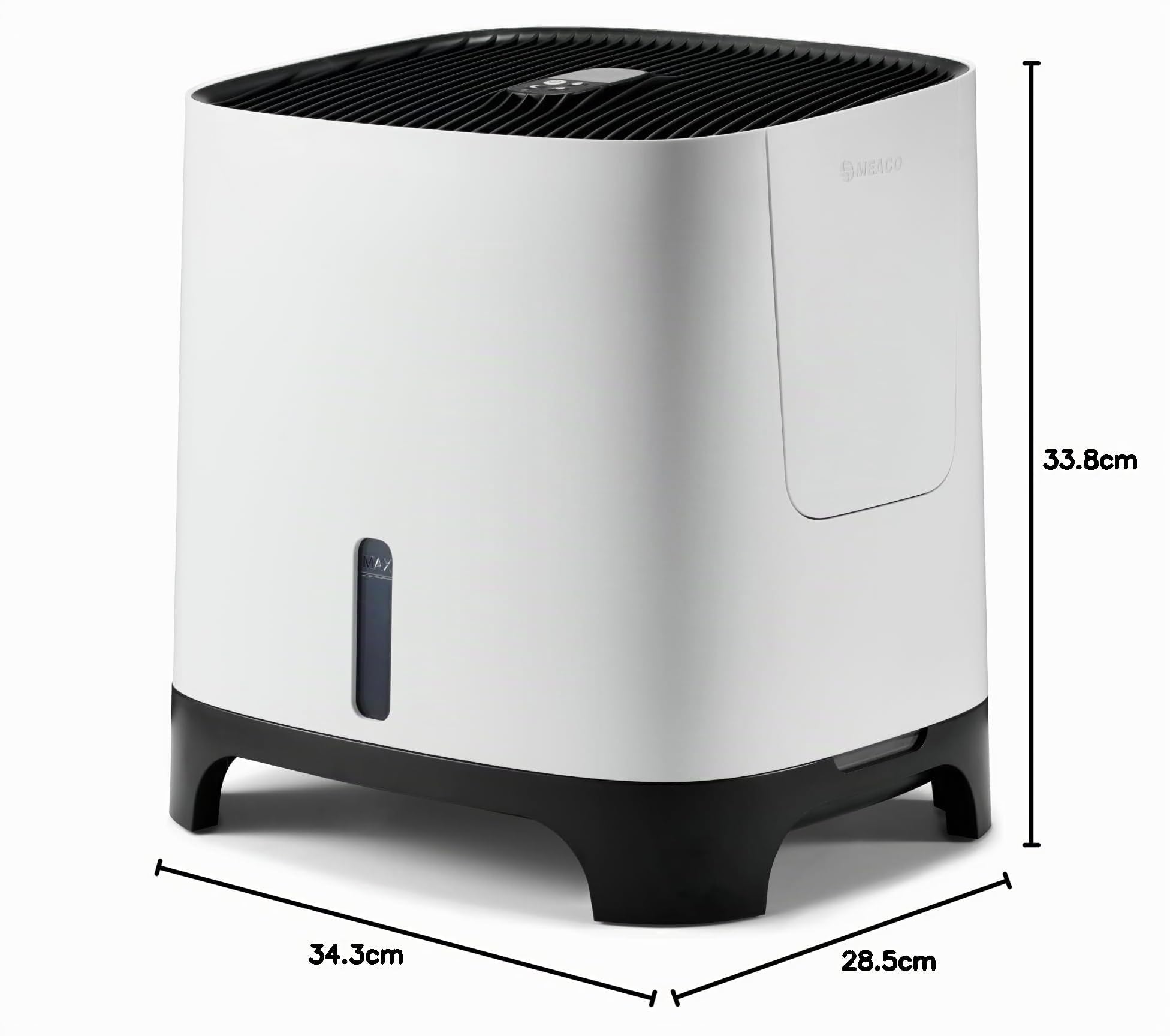 Meaco Armin Humidificador evaporativo de 300 ml, para habitaciones de hasta 44 m², depósito de 2,4 l, adecuado para agua blanda y dura, aire puro y óptimo humidificado, sin residuos blancos