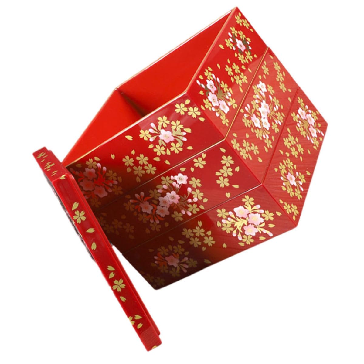 Uonlytech Caja de Sushi Estilo Japonés de Tres Capas, Plástico Rojo