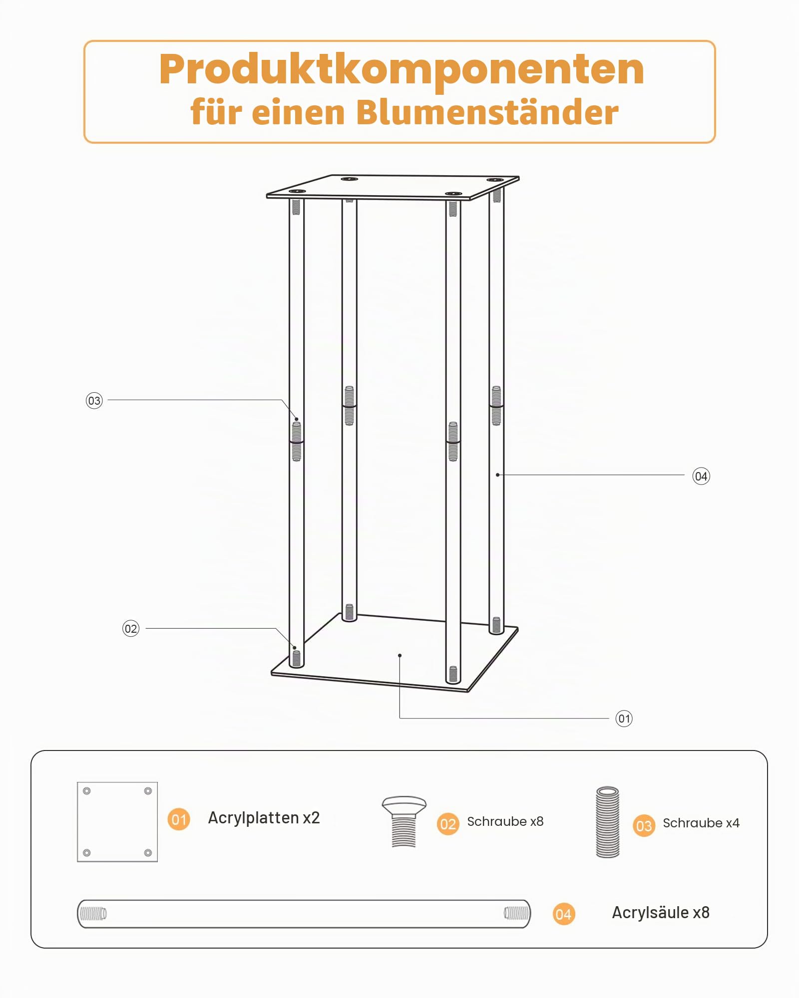 YALLOVE Set von 2, 80CM hohen Acryl Blumen Stand Clear Sockel für Hochzeit Event Party Requisiten, klare Vasen, Home Decor