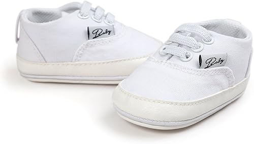 Miniatura 4 de Tenis de lona unisex para bebés, niños y niñas, suela de goma suave, tobillo alto, zapatos de cuna para niños pequeños
