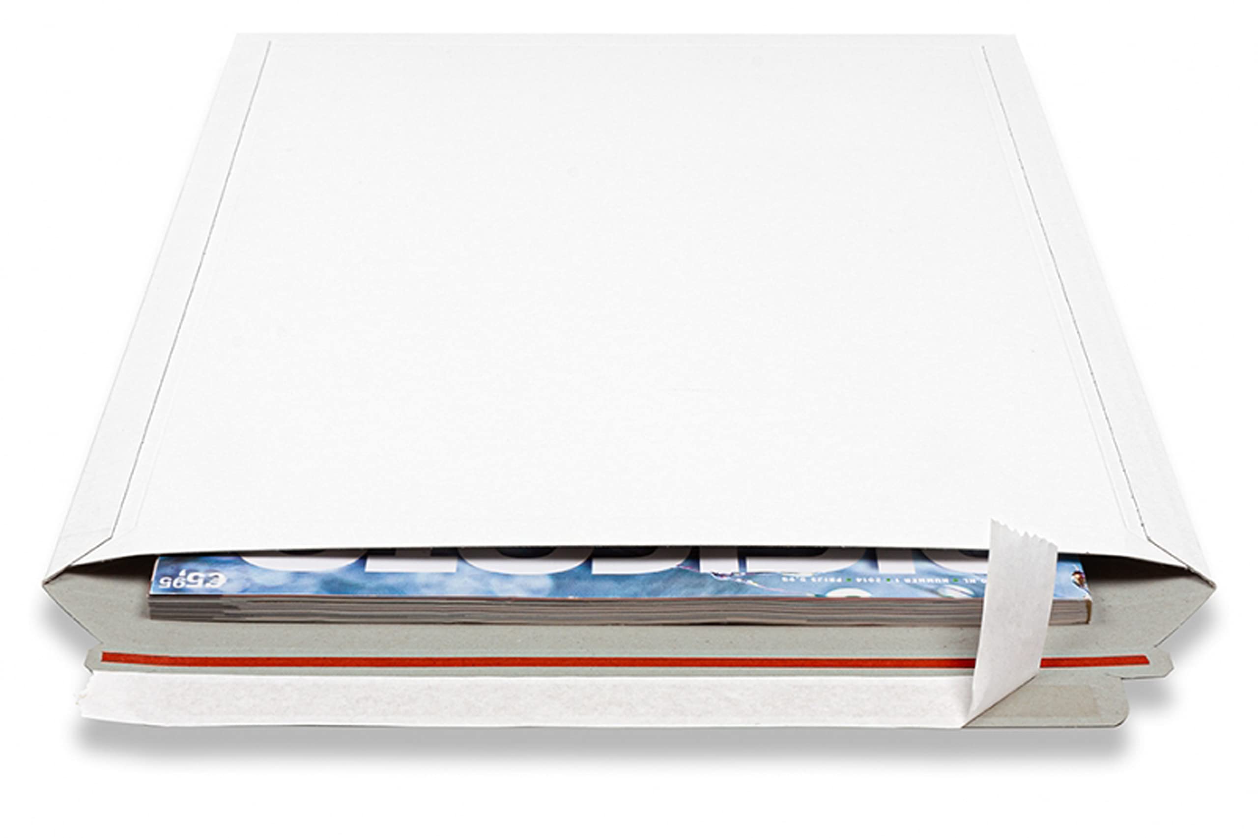 Jeco - Lot de 100 enveloppes d'expédition en carton blanche format 240 x 315mm 450g/m² pochette rigide et résistante avec fermeture auto-adhésive