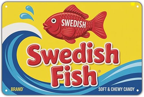 Letrero de metal de pescado sueco vintage para jardín, patio, bar, porche, garaje, hogar, dormitorio, cocina, decoración de regalo, 8 x 12 pulgadas,