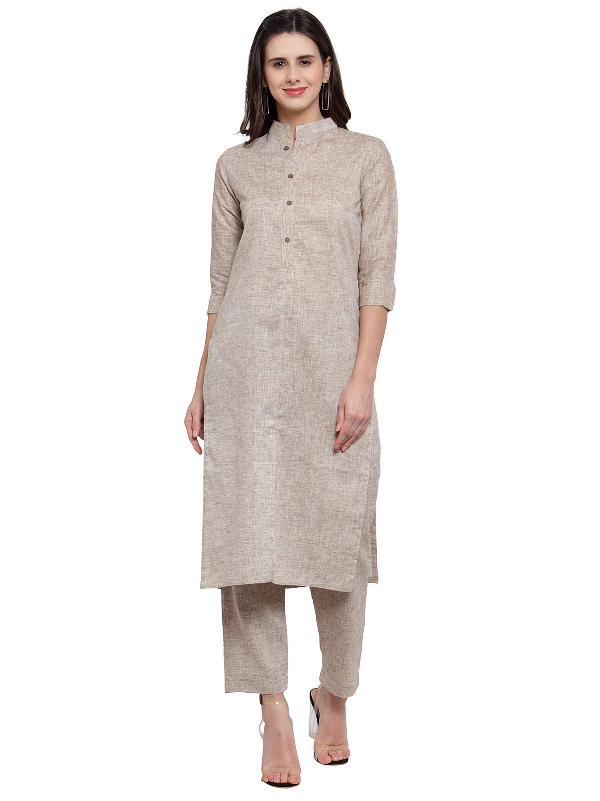 sayesha Chocolate Collar Cotton Kurti with Culotte-picture-24