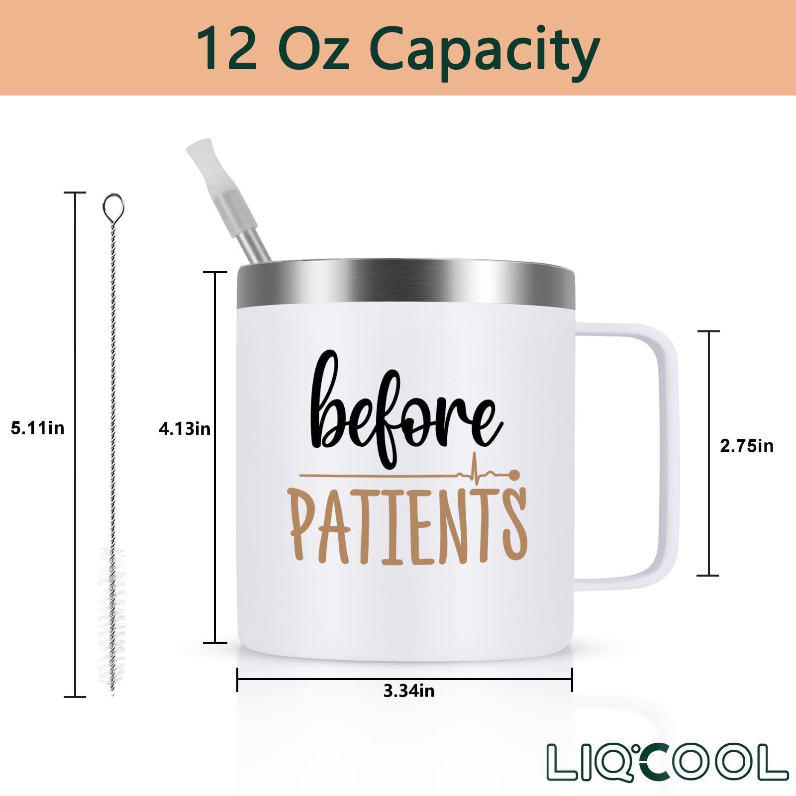 LiqCool Regalos para médicos y enfermeras, juego de pacientes antes y después, tazas de 12 onzas para profesionales médicos