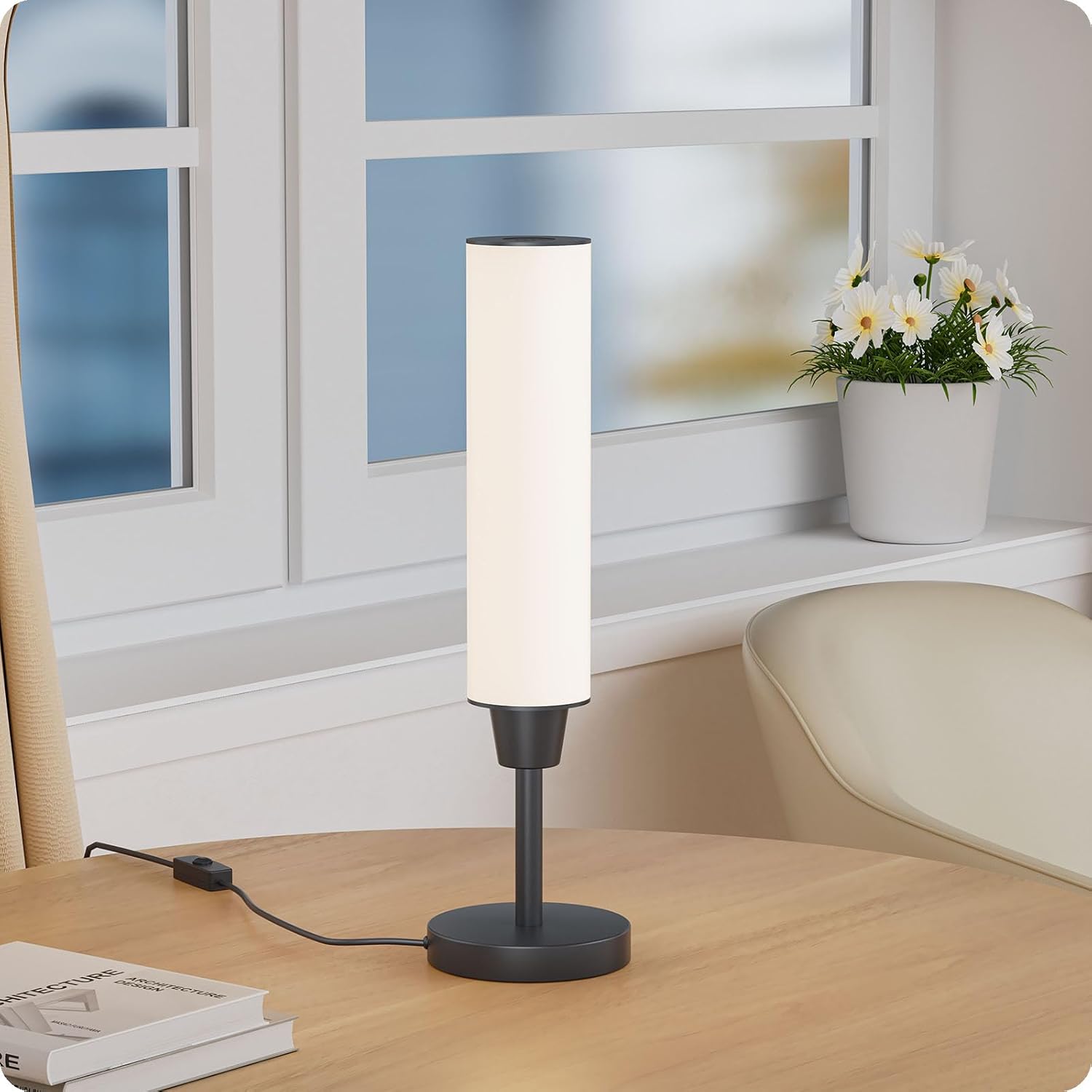 Table Lamp with Remote，Bedside Lamps for Night Stands, Nightstand Lamp with Adjustable Brightness (10%-100%) and Color Temperature (3000k-6000k),Small Lamp for Bedroom Living Room Office (Black)