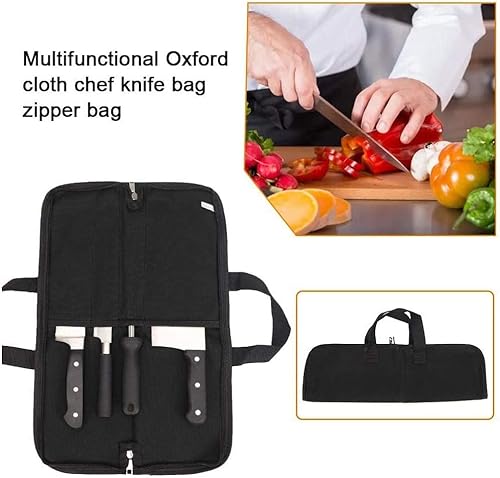 Miniatura 6 de Rollo de cuchillos, bolsa resistente para cuchillos, estuche de lona encerada con 4 ranuras para cuchillos y herramientas de cocina, bolsa para
