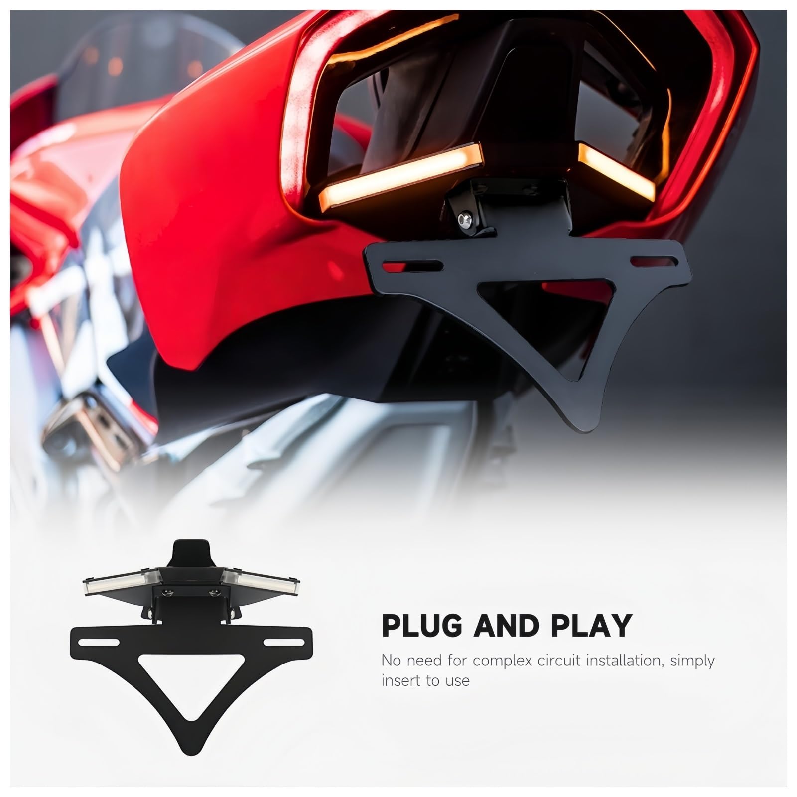 Soporte de matrícula Trasera de Motocicleta Piezas de para Moto para Panigale V4 V4S 2018-2024 Portamatrícula