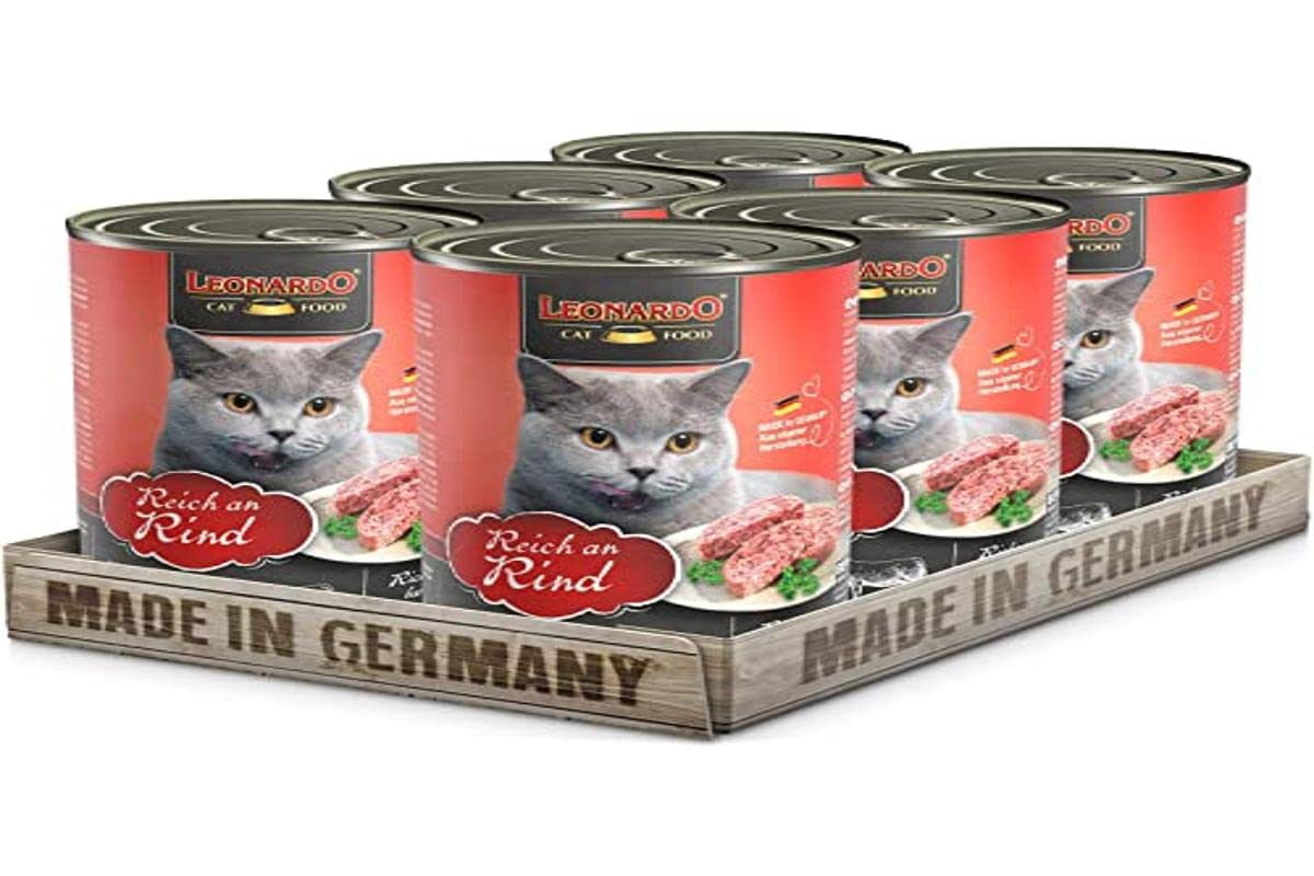 Leonardo Wet Food [6x400g Rich in Beef] Grain Free Wet Cat Food | Complete Wet Food in Can
