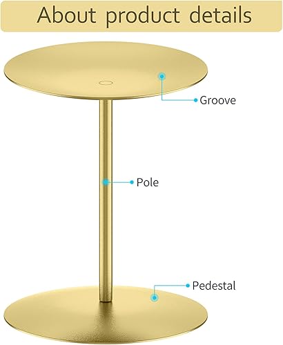 Miniatura 4 de smtyle Portavelas de metal de hierro dorado para velas de pilar, juego de 5 discos, centro de mesa para mesa de mesa, cena, fiesta, boda, evento