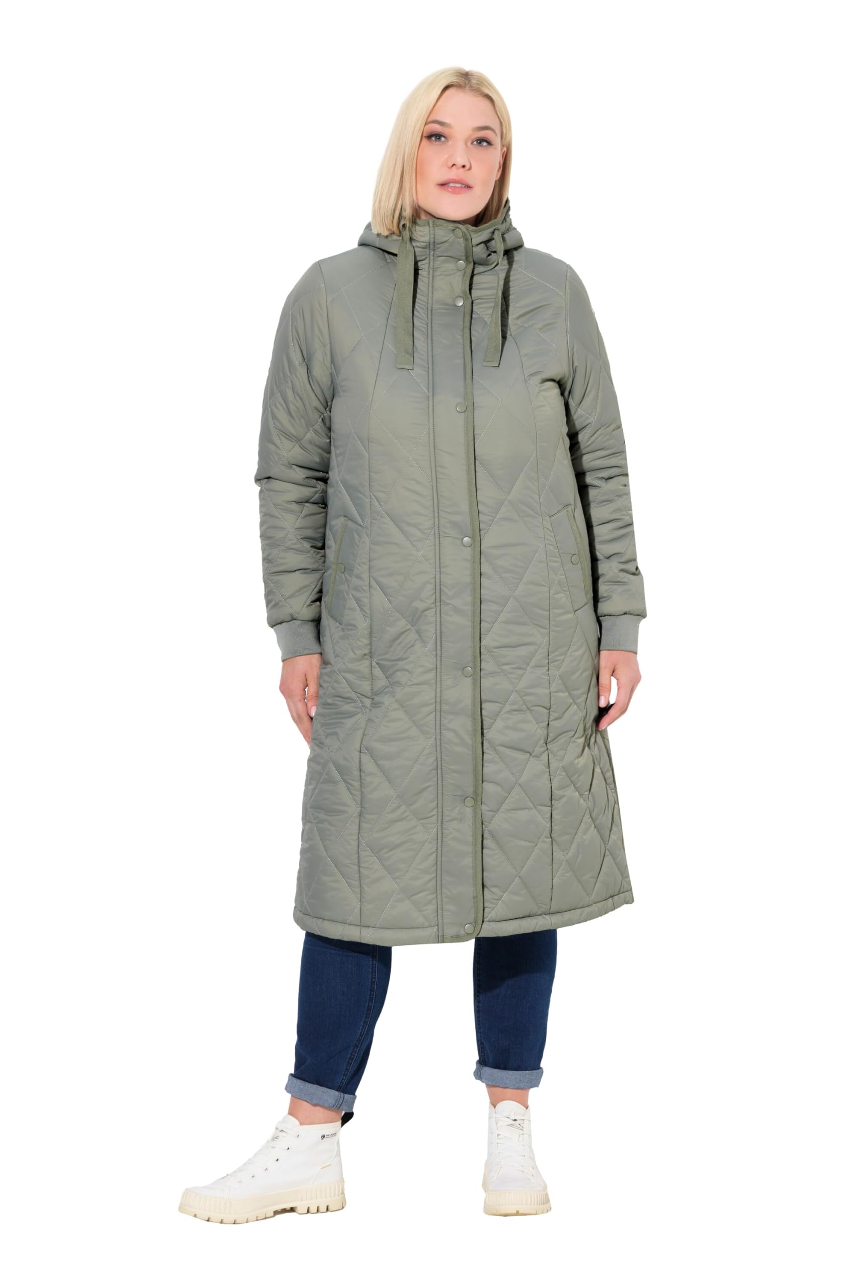 Ulla Popken Damen große Größen Übergrößen Plus Size Funktions-Steppmantel, wasserabweisend, Kapuze 837683