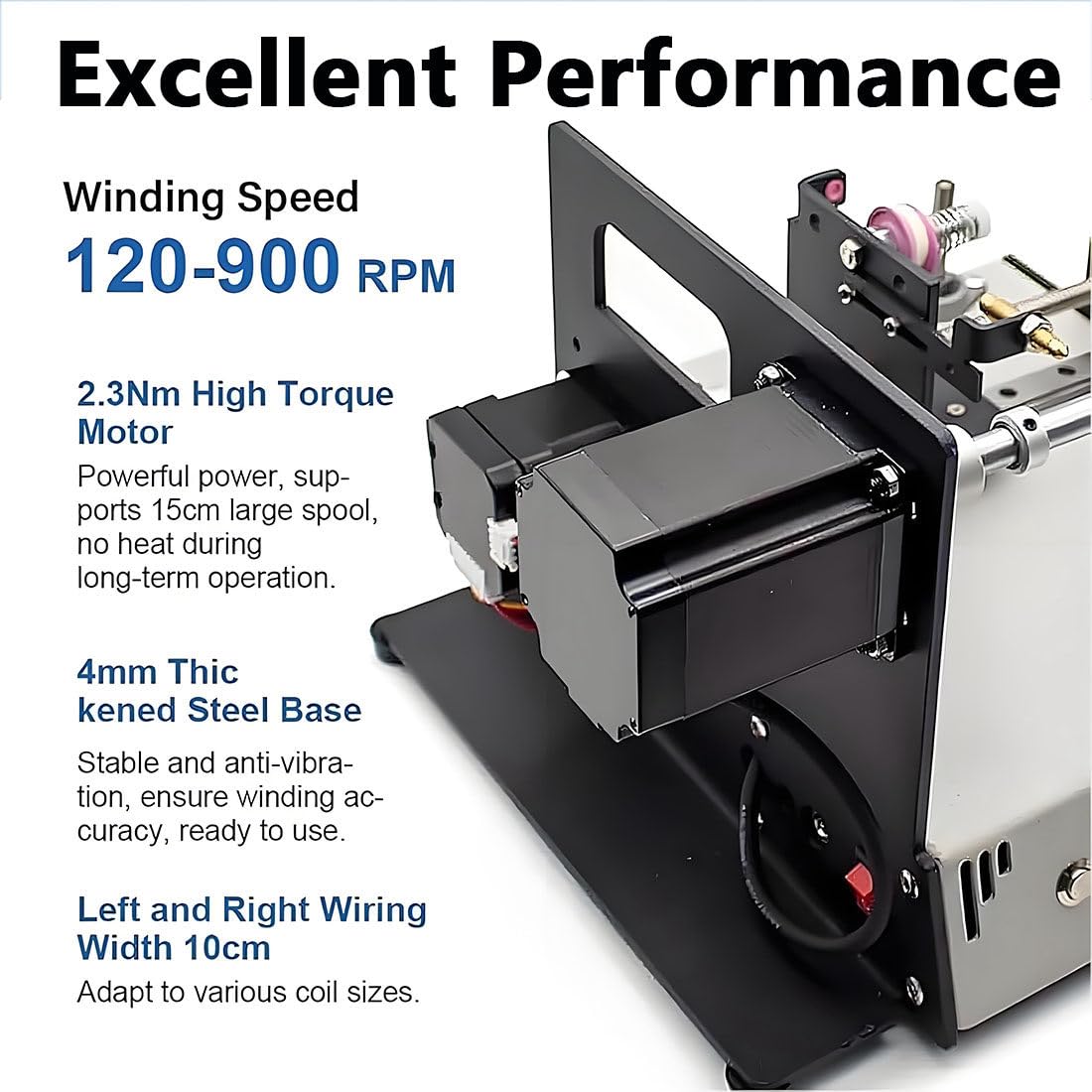 Avvolgitrice Automatica per Bobine con Schermo LCD, velocità Regolabile 120-900 RPM E Allineamento Filo Automatico, Ideale per Fili Metallici, Fili di Seta