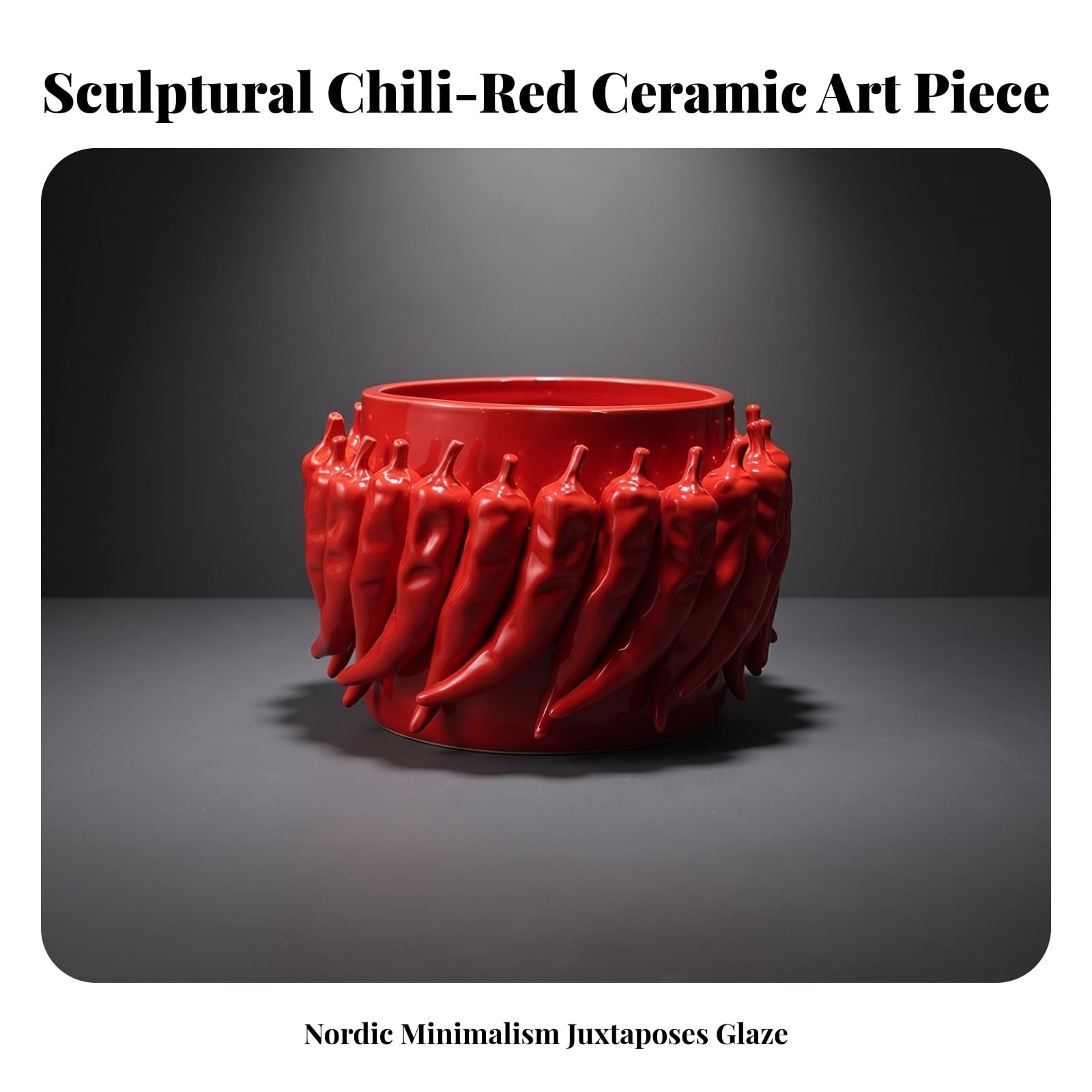 Vase mit Chili Design r Zylindrischer Blumentopf für Kleine Zimmerpflanzen Tisch Regal Schreibtisch Wohnzimmer Einrichtungsgegenstand in