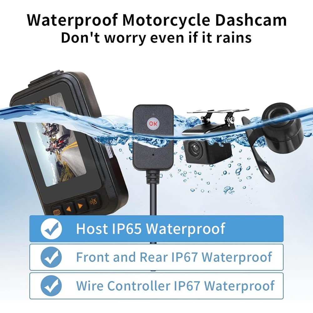 Motorrad-Dashcam Vorne und Hinten Motorrad-Fahrtenschreiberkamera Motorradzubehör