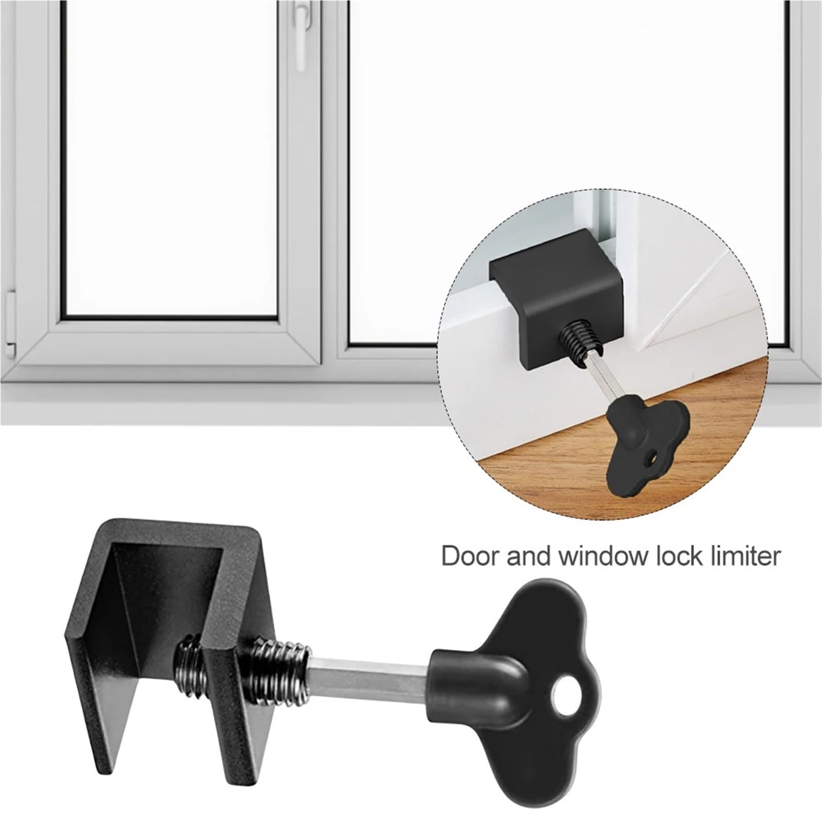 Cerraduras for puertas de ventanas corredizas, paquete 6 pestillos seguridad aleación aluminio negro
