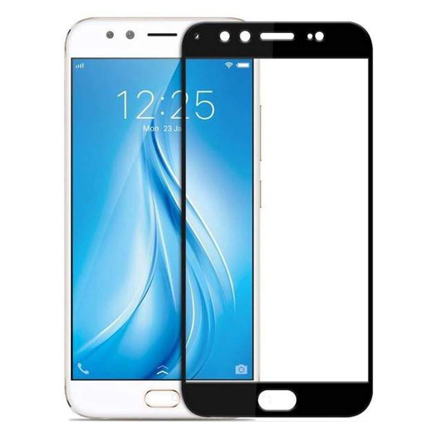 Kapil Traders Premium Vivo V5 Plus Tempered Glass 3D Curved Edges Full Screen Protector with Upgraded Frame Technology - Best Black