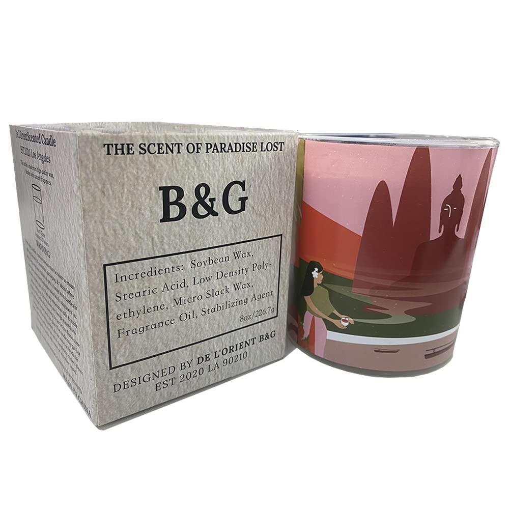 B & G De L'Orient Scented Candle,Scented Candles for Home | 8 oz 45 Hour Burn, All Natural Soy Candles, Exotic City Aromatherapy Candle with Premium Crafted Candle Jar - Papaya Mango
