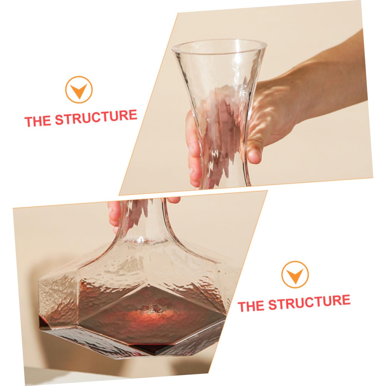 Decanter Design Semplice per Vino Geometrico in Materiale Sintetico e Funzionalità Facile da Pulire per Bar e Decorazioni Eleganti
