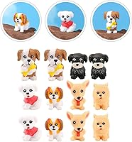Vista 9 de Yardwe 12 figuras miniatura para cachorros, mini estatua de perro de resina, adornos de perro de dibujos animados, modelo de perro pequeño