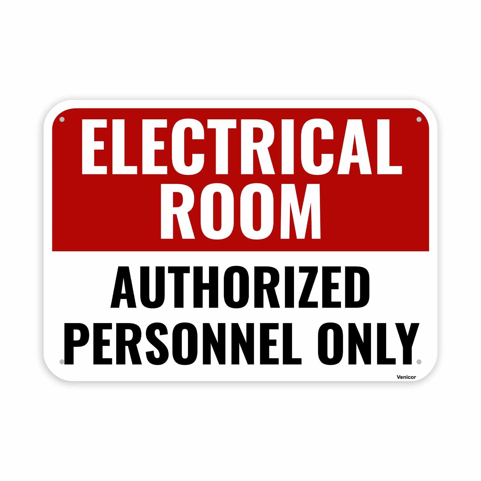 1PC Electrical Room Sign, 14 x 10 Inches - Aluminum - Authorized Personnel Only - Electric Room Signage For Door