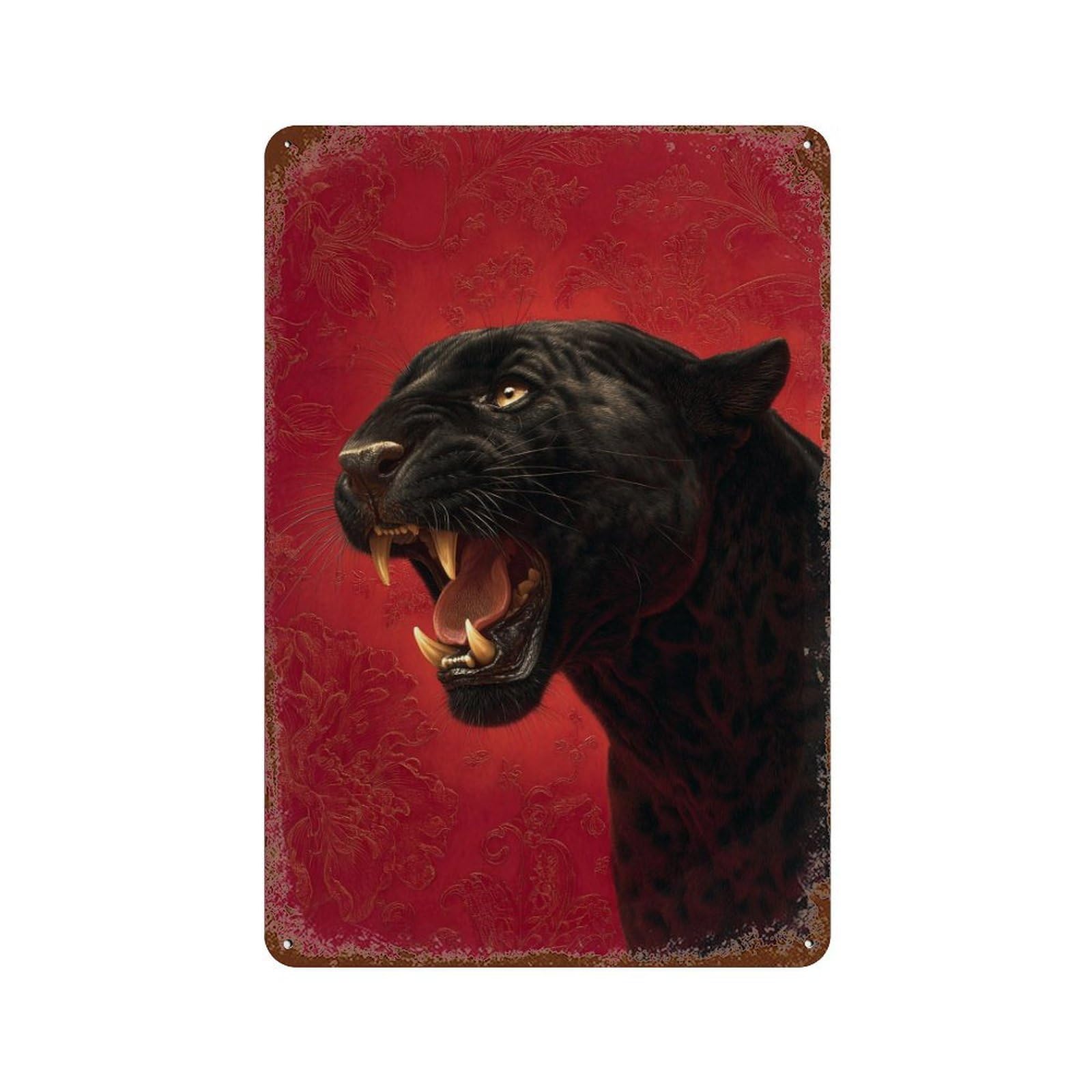 Black Panther Wall Art Print Aged Metal Wall Plaque 11.8"x7.9", Classic Wall Plaque for Garage, Pub Or Kitchen