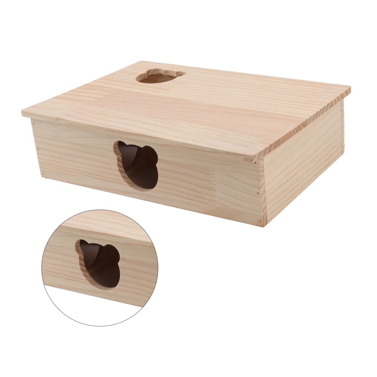 KKPLZZ Casa para Hámster, Escondite de Madera para Mascotas con Techo Móvil y Túnel Subterráneo, para Hámsteres, Chinchillas, Osos Dorados, Mascotas Pequeñas Que Duermen y Exploran