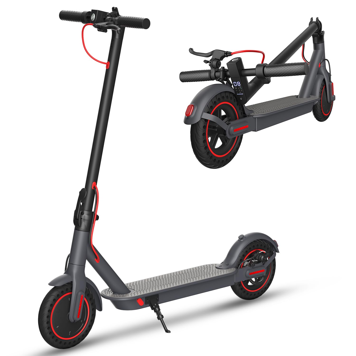 Electric Scooter Adults Powerful 350W/500W Peak Motor Portable Foldable 8.5'' Tires E Scooters for Adult Max 15/18/21 Miles Speed APP Control Double