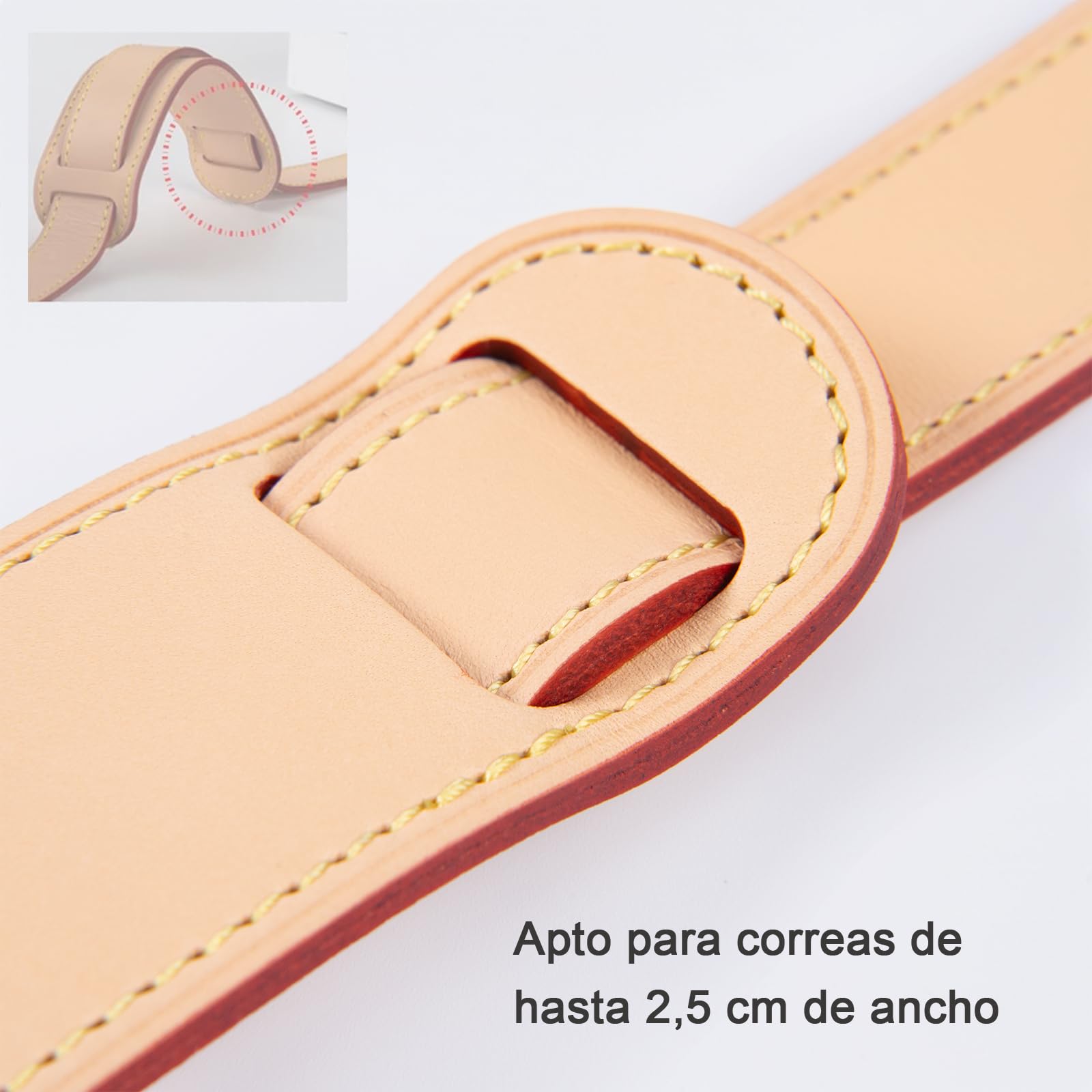 BERRY & SNOWY Cojín para Correa de Hombro de Cuero Vachetta, Adecuado para LV Keepall 45 50 55, Speedy P9 30 40 (Ancho de Correa ≤ 2,5 cm, Albaricoque).