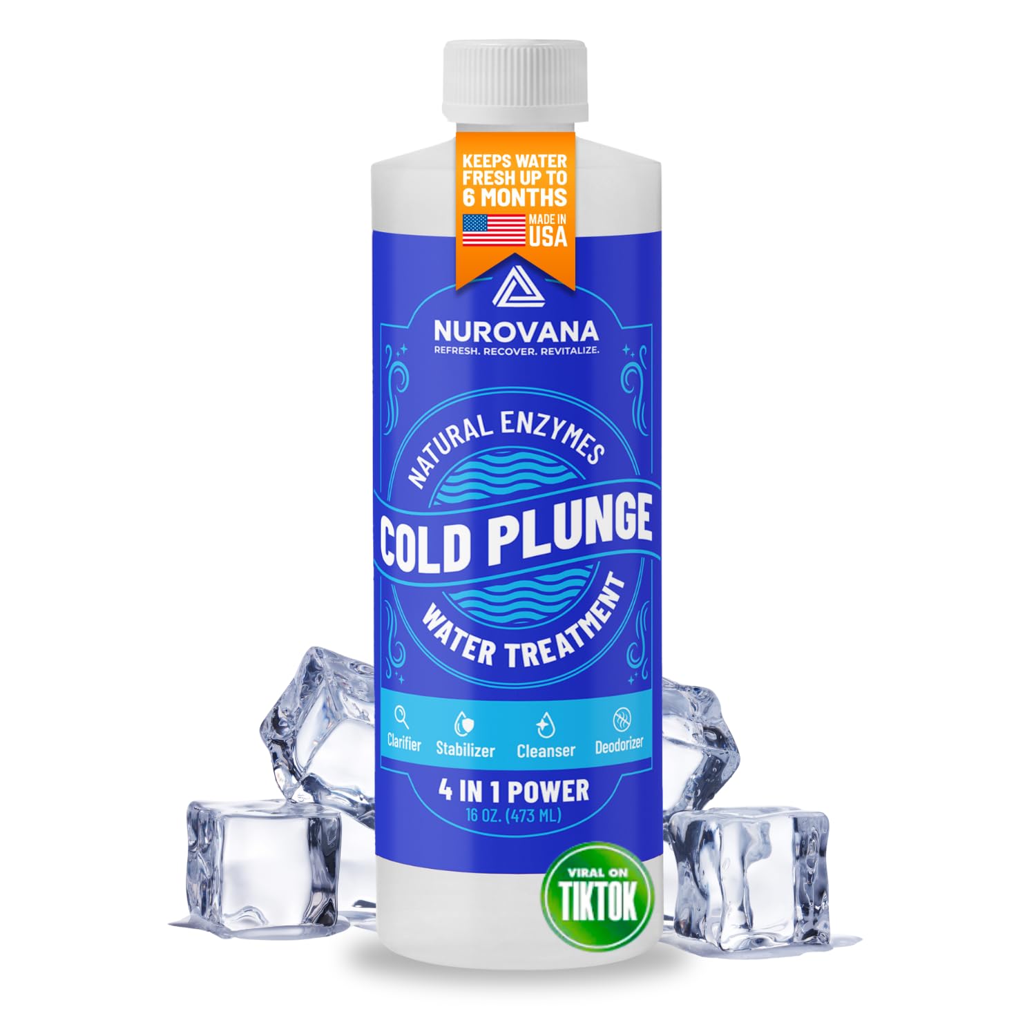 Cold Plunge Water Treatment 4-in-1 Cold Plunge Cleaner - Cold Plunge Accessories - Water Stabilizer for Cold Plunge - Water Clarifier - Cold Plunge with Water Filter - Spa Clarifier - Ice Bath Cleaner