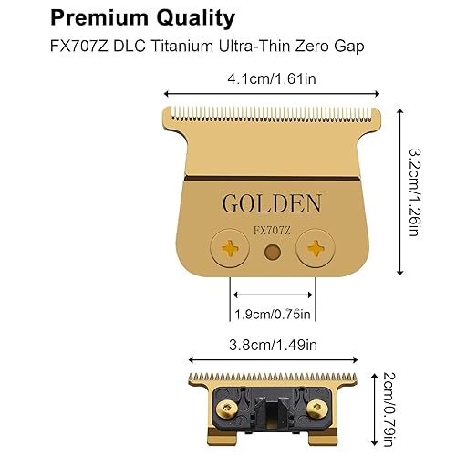 Miniatura 4 de FX707Z DLC - Cuchillas de repuesto para recortadora BaByliss PRO Barberology, cuchillas de repuesto Gold FX para recortadora BaByliss FX787 y FX726