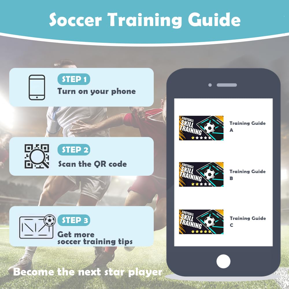 Soccer Training Mat with Video Guide & Grip Socks - 47"x32" Non-Slip Agility Footwork Mat for Home/Gym, Improve Ball Control/Speed (All Ages 5-65+)