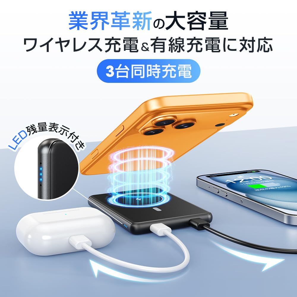Amazon | 【2026極薄ボディ・MagSafe対応(8000mAh)】 モバイル