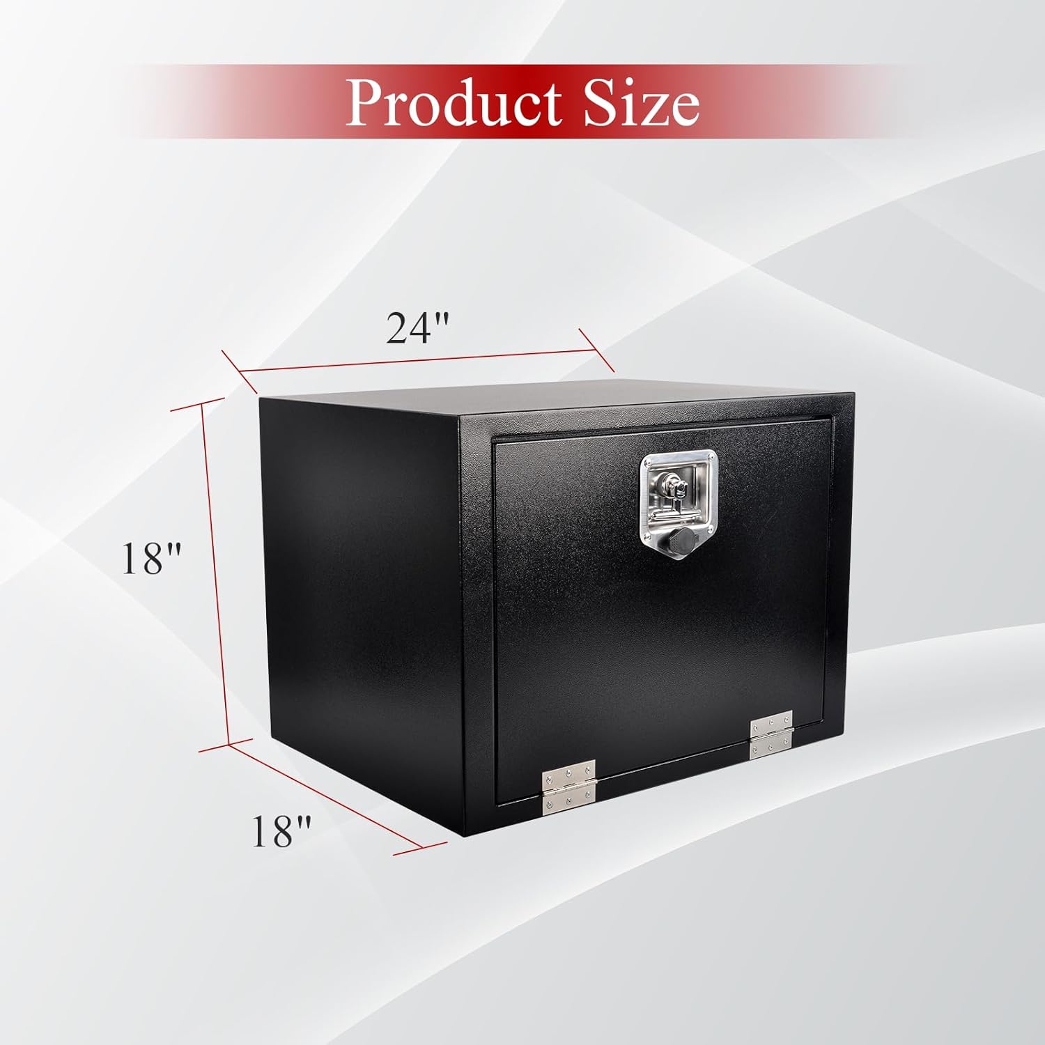 24'' Inch Steel Underbody Truck Tool Box & T-Handle Latch Heavy Duty For Trucks Trailers RV ATV Pickup Trucks Flatbeds Organization Storage Job Tool Chest -24"(L) x 18"(W) x 18"(H) Black