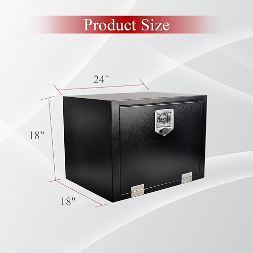 Miniatura 2 de Caja de herramientas de acero de 24 pulgadas para debajo de la carrocería y pestillo con mango en T, resistente para camiones, remolques, caravanas,