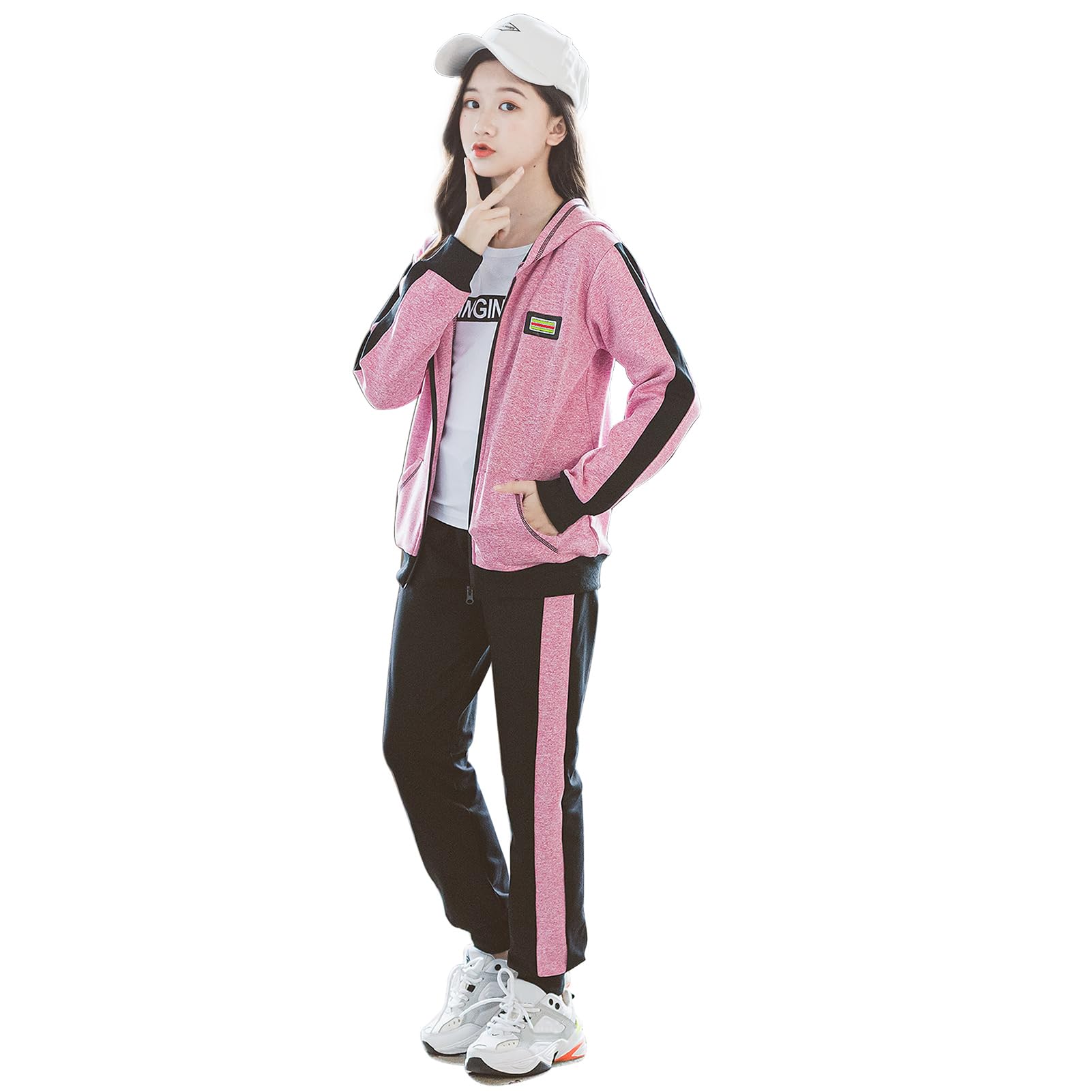 Set da jogging per ragazze Tuta da bambino 2 pezzi/3 pezzi Set di felpa con cappuccio con pantaloni da jogging tuta sportiva