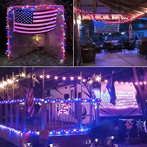 Jmexsuss 2 Pack Red White And Blue Solar Lights 200Led 75.5Ft Patriot Solar String Lights Waterproof, 8 Modes 4Th Of July Lights For Independence Day, Gardens, Tree, Outdoor 4Th Of July Decorations #TOP4