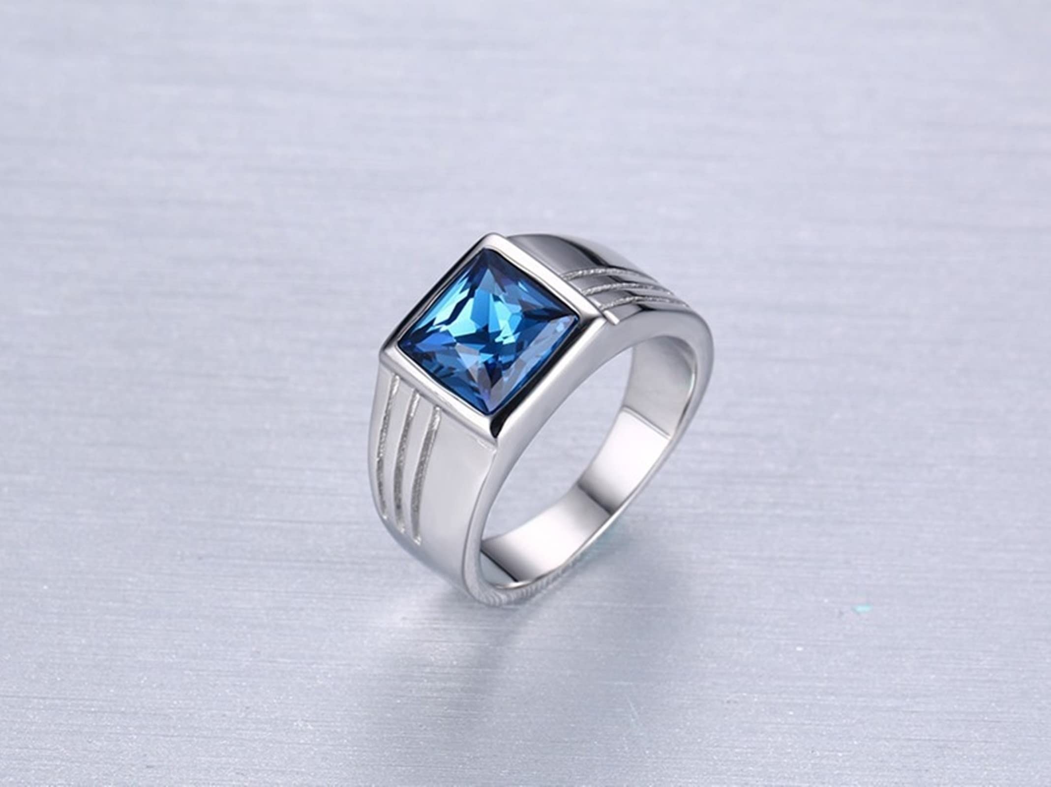 AmDxD Anillo de plata 925 para mujer, acero inoxidable, alianza para hombre, 0 0 cuadrados, corazón, W51.5 & M64, plata 925 Acero inoxidable, circonita cúbica