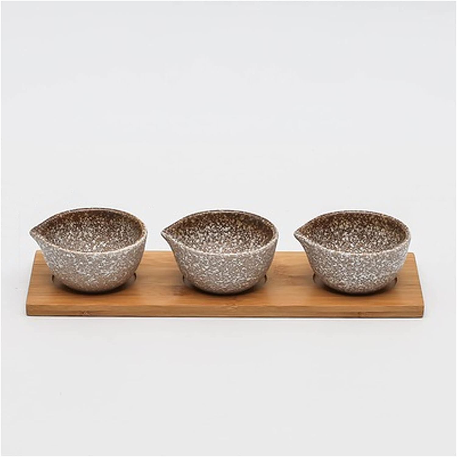 Tapasschalen, Keramikschale, Dipschalen im japanischen Stil, Keramikschale mit Holztablett, Trockenfrüchte-Snack-Süßigkeitsschale, Geteilte Mehrzweck-Sauce-Schale (Farbe: A) (Color : A)