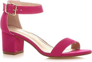 cerise pink block heel sandals