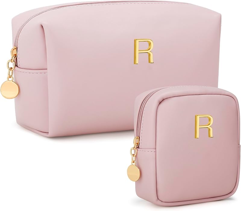 CLOUDWINGS Conjunto com 2 necessaires de maquiagem em couro sintético, rosa, modelo K01864