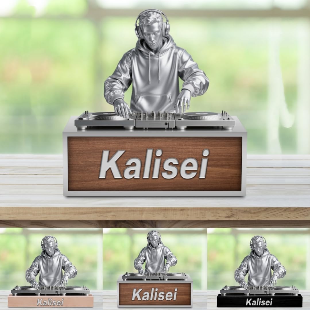 Personalisiertes DJ-Schreibtisch-Ornament Musikstudio-Schreibtisch-Namensschild Maßgeschneiderte Name DJ-Sänger-Figur Kleinigkeit Musiker spielt Scheiben Schild Musikliebhaber Acryl-Plakette