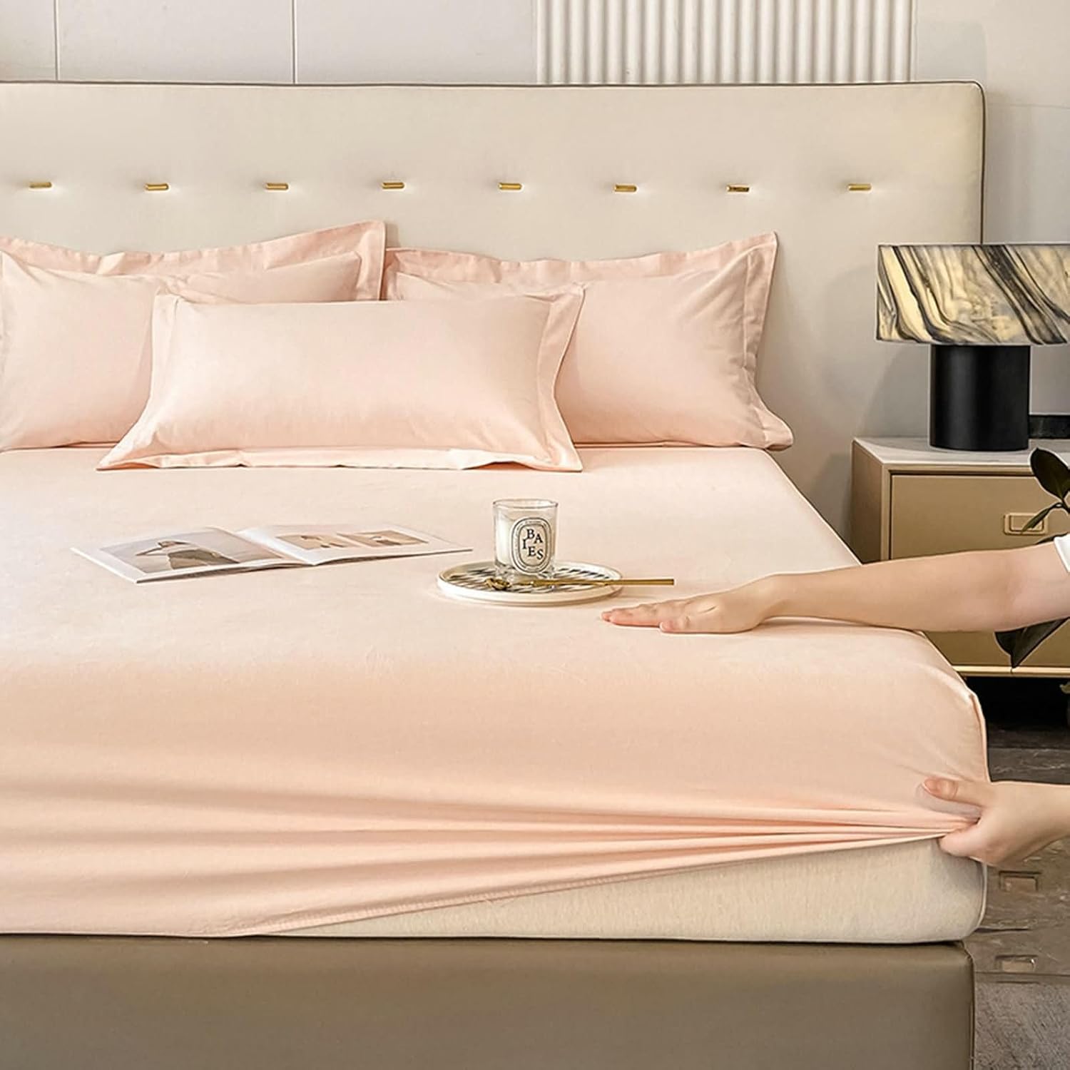 Beydodo 2-10 inch Deep Pocket Fitted Bed Sheet, Fitted Sheet 120x200cm Solid Grey, Cotton Fitted Bed Sheets for Dorm