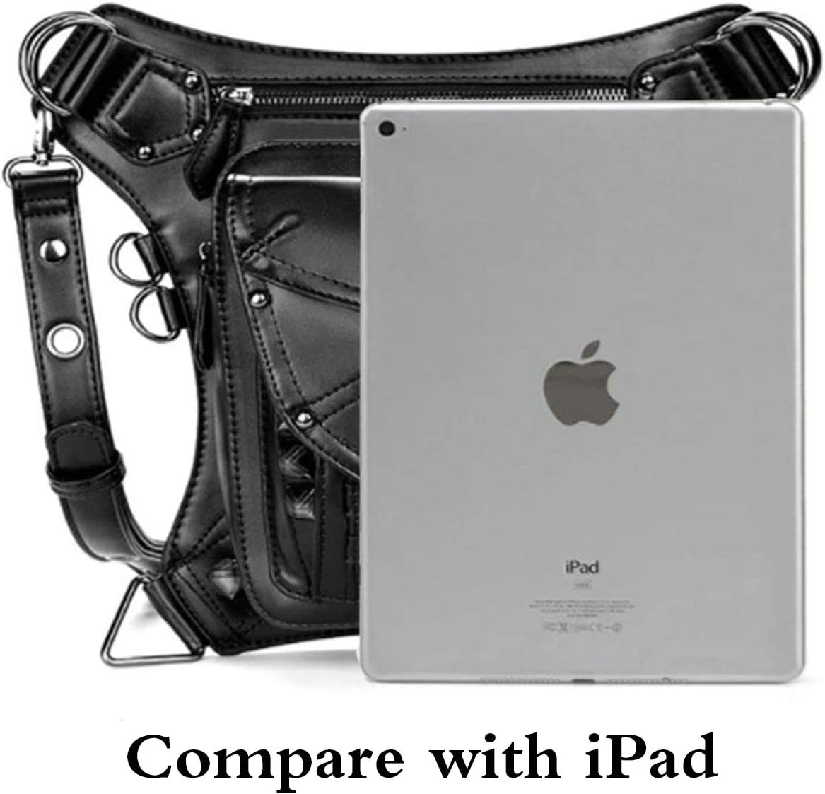 Gothic Waist Bag Punk Tactical Drop Leg Bag Outdoor Bike Motorcycle Cycling Hiking Fanny Pack Hip/Thigh Pouch Shoulder Bag Black (Black Ring)