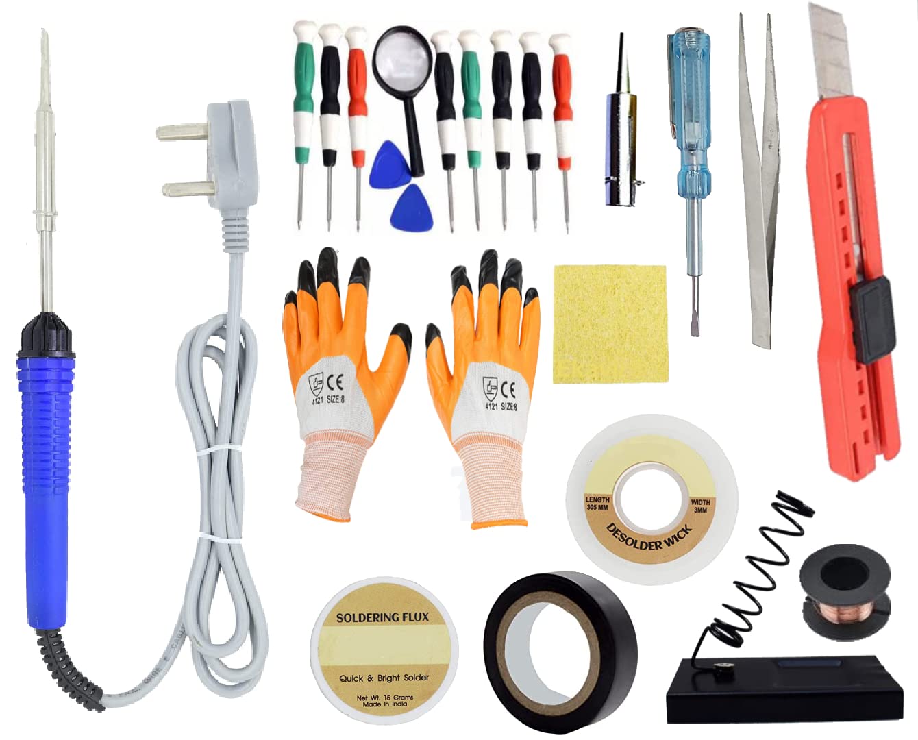 Aldeco Soldering Iron Kit,(25In1) Full Set 25W,110V Corded Electric Soldering Welding Iron Kit Wire,Flux,Stand,Cutter Blade,Tester,Tweezer,Tape,Bit,Sponge,Jumping Wire,2Gloves,Baku (B0C196C92J) Amazon Price History, Amazon Price Tracker