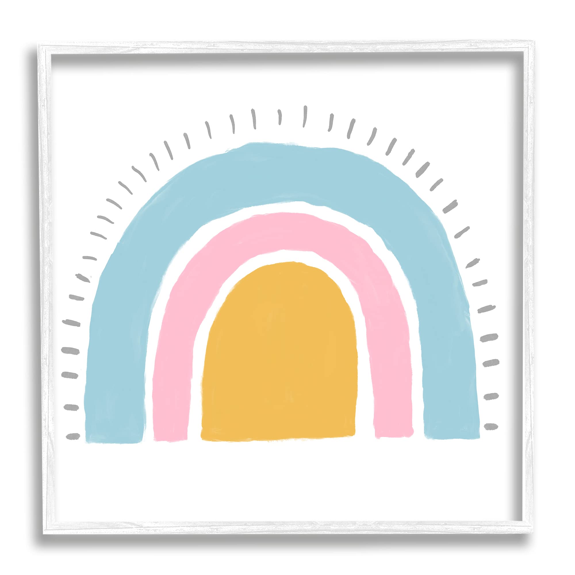 Stupell Industries Sunrise Rainbow Shape Blue Pink Yellow Sky, Designed by Kali Wilson White Framed Wall Art, 12 x 12, Multi-Color