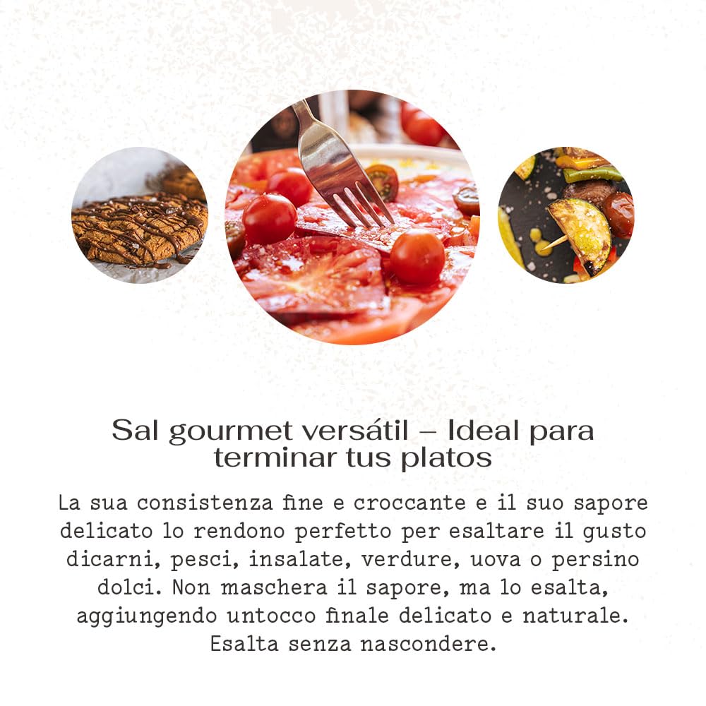 Fiocchi di sale 100% biologici - Fleur de Sel non raffinato e privo di microplastiche. Raccolto a mano da una sorgente nei Pirenei spagnoli. Ricco di minerali. Ideale per un tocco gourmet.
