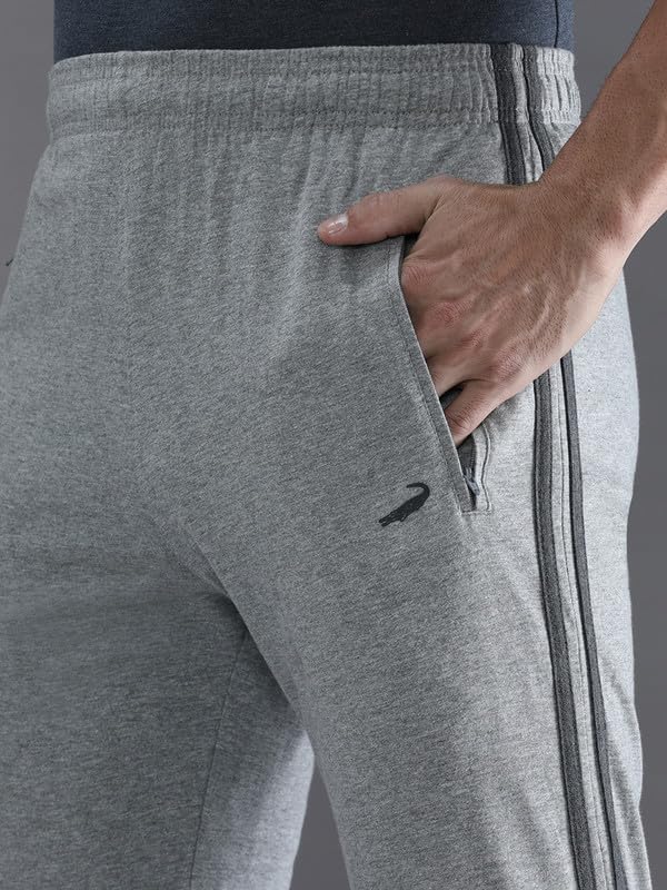 Image of CROCODILE Men Solid Slim Fit Track Pant | Single Jersey Fabric | Drawstring Waist | 3 Pockets