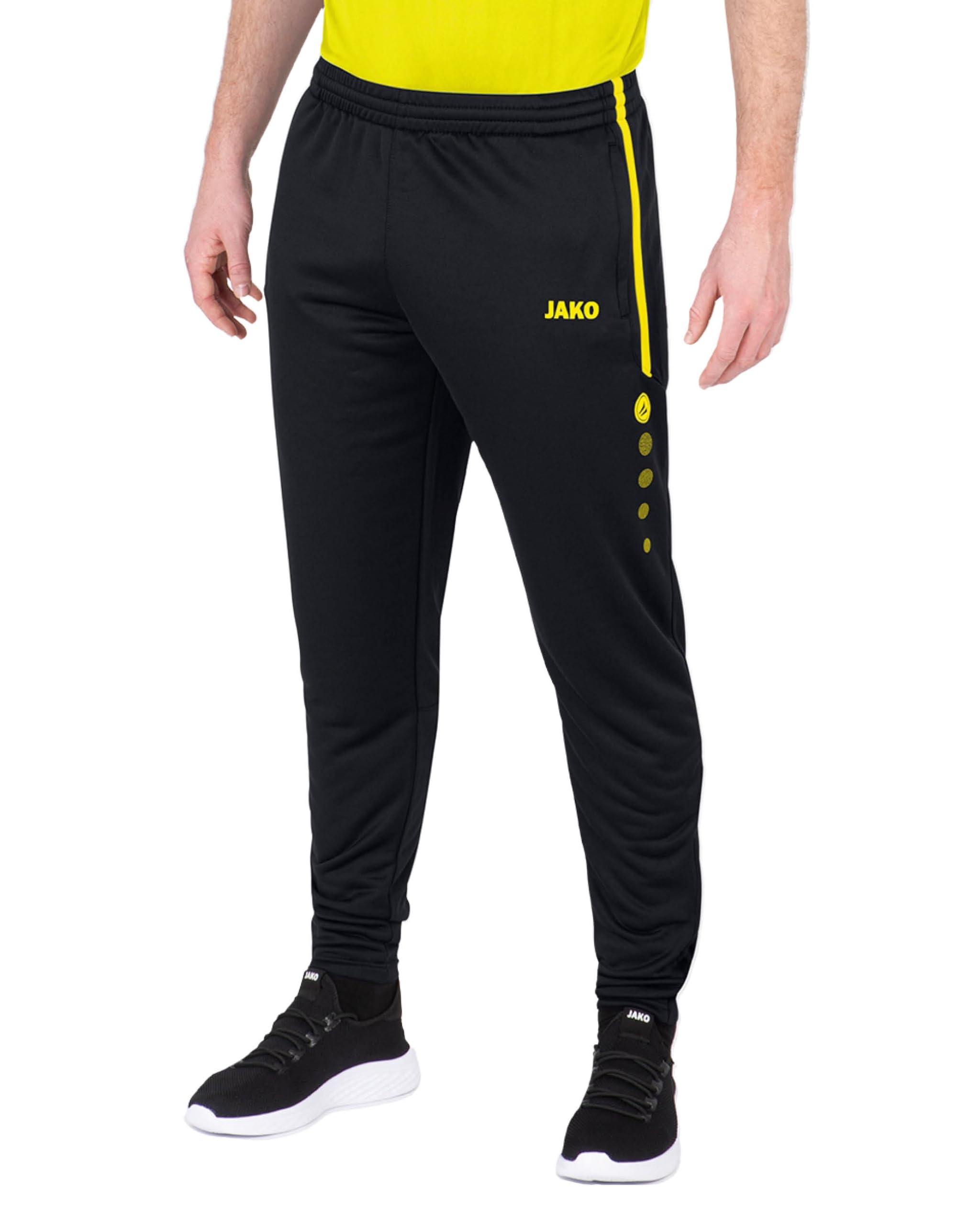 JAKO Children's Trainingshose Active Tracksuit Bottoms Long, Black/neon Yellow, 116 (EU)